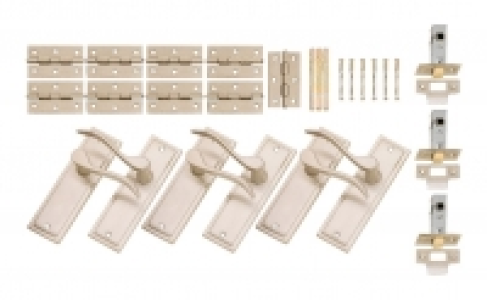 Wickes Bravo Latch Handle Set Satin Nickel Finish 3 Pack £34.00