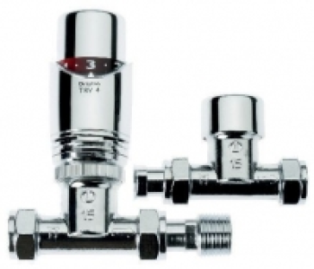 Drayton TRV4 Chrome Straight TRV & Lockshield Valve 15mm £39.99