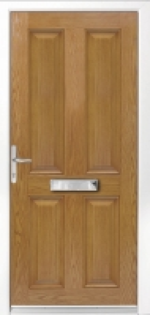 Wickes London Composite Door Oak 4 Panel 2100 x 840mm Left O £503.20