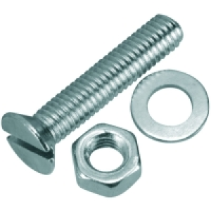 Wickes Machine Screws with Slot Head, Nut & Washer M5 x 25mm