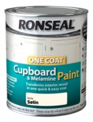 Ronseal One Coat Cupboard Paint Ivory Satin 750ml