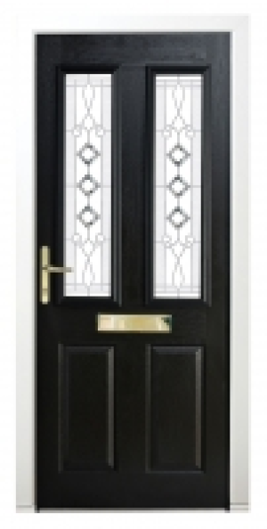 Wickes Malton Composite Door Black 2 Panel 2100 x 840mm Righ