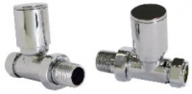 Contemporary Round Straight Radiator Valves - Chrome
