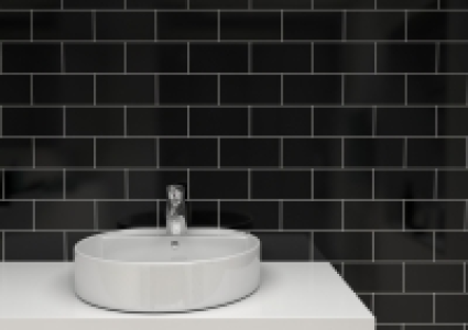 Wickes Cosmopolitan Gloss Black Ceramic Wall Tile 100 x 200m