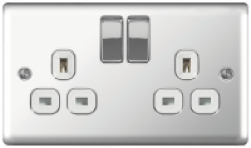 Wickes 13A Switched Socket 2 Gang Polished Chrome Raised Pla £14.97