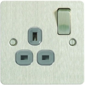 Wickes 13A Switched Socket 1 Gang Brushed Ultra Flat Plate £9.99