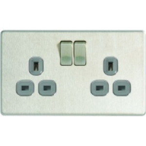 Wickes 13A Switched Socket 2 Gang Brushed Screwless Flat Pla £15.99