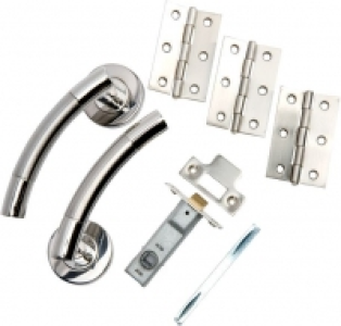 Wickes Sydney Round Rose Latch Handle Set Satin & Polished S £48.10