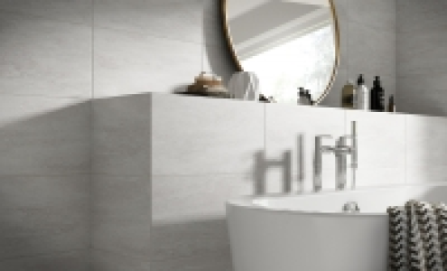 Wickes Brook Grey Glazed Porcelain Tile 300 x 600mm Pack 6 &pound;10.79