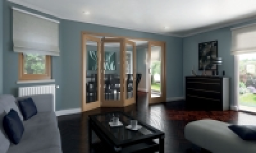 Wickes Ashton Internal Folding Door Oak Veneer Glazed 1 Lite £854.10