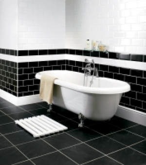 Wickes Bevelled Edge Black Gloss Ceramic Wall Tile 200 x 100