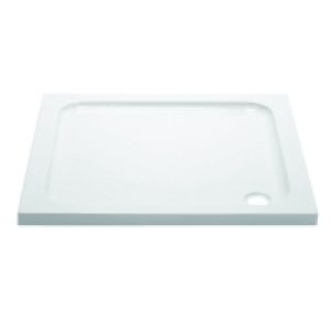 Wickes Square Slimline Cast Stone Shower Tray White 760mm