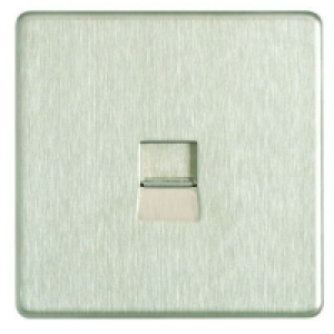Wickes Telephone Socket Master 1 Gang Brushed Steel Screwles
