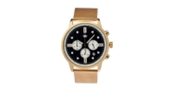 Mens Gold Watch with Black Dial