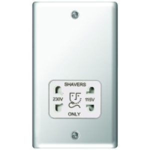 Wickes Dual Voltage Shaver Socket 2 Gang Silver Raised Plate