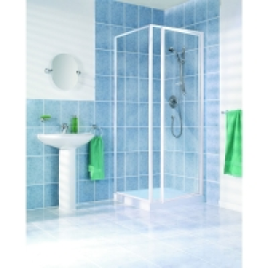 Wickes Pivot Clear Enclosure Door & Side Panel White Frame 7