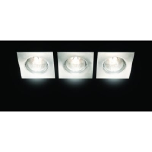 Wickes Fixed Square Downlight Brushed Chrome 3 Pack