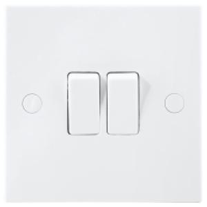 British General Double Switch 2 Gang 2 Way 10A White