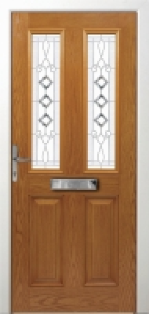 Wickes Malton Composite Door Oak 2 Panel 2100 x 920mm Right