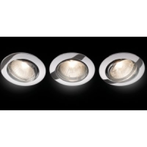 Wickes Halogen Round Tilt Downlight Chrome 3 Pack £7.49