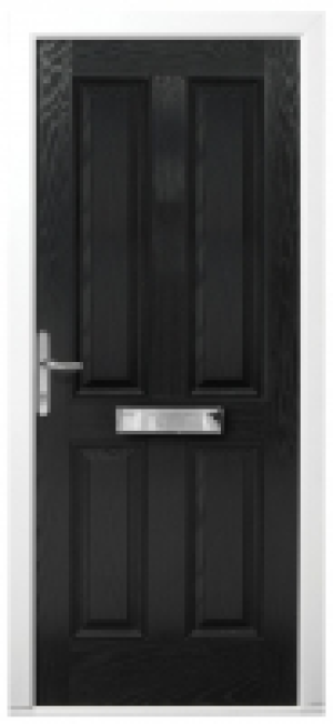 Wickes London Composite Door Black 4 Panel 2100 x 920mm Righ