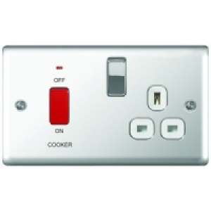 45A Cooker Switch & 13A Socket Polished Chrome Raised Plate