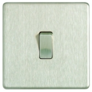 10AX Light Switch 1 Gang 2 Way Brushed Steel Screwless Flat  &pound;9.49