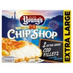 Youngs Chip Shop 2 Extra Large Battered Cod Fillets Frozen £2.00