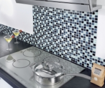 Wickes Black & White Gloss Glass Mosaic Tile 300 x 330mm