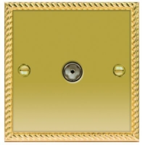 Wickes Coaxial Socket 1 Gang Georgian Brass