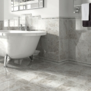 Wickes Cappuccino Light Grey Gloss Ceramic Border Tile 275 x