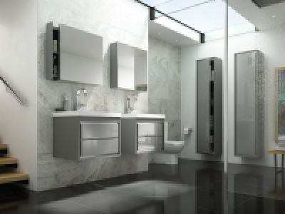 Wickes Novellara Tall Unit Gloss Grey 400mm