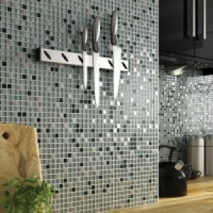 Wickes Glitter Black & White Glass Mix Mosaic Tile 308 x 330