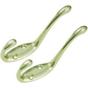 Wickes Hat And Coat Hook Polised Brass 2 Pack &pound;3.49