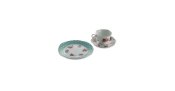 Pastel Cup, Saucer and Cake Plate