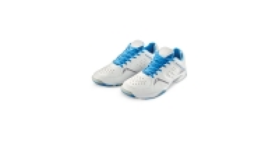 Mens White and Blue Tennis Shoes