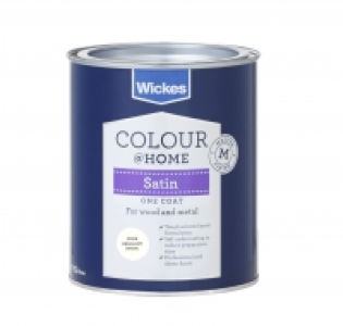 Wickes One Coat Satin Paint - Brilliant White 750ml
