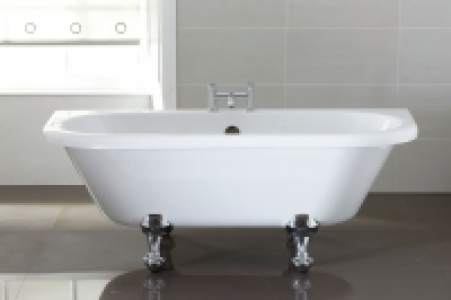 Wickes Nera D-Shaped Roll Top Bath White 1700mm