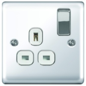 13A Switched Socket 1 Gang Polished Chrome Raised Plate