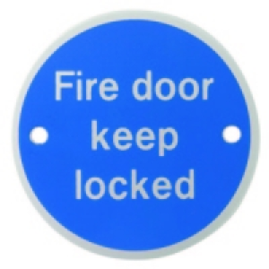 Wickes FD115 Fire Door Keep Locked Sign Satin Anodised Alumi