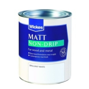 Wickes Non-Drip Matt Paint Brilliant White 750ml