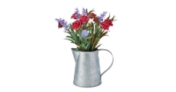 Vintage Metal Jug - Red Rose & Lilac