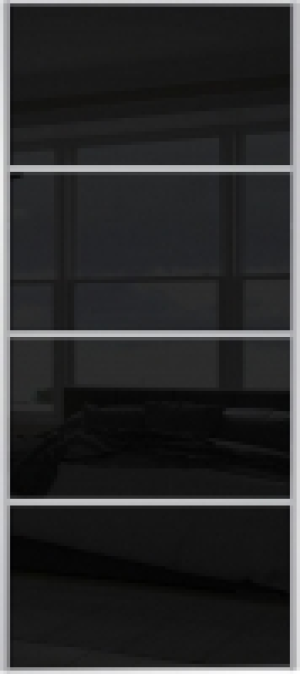 Wickes Sliding Wardrobe Door Silver Framed Four Panel Black  £159.00