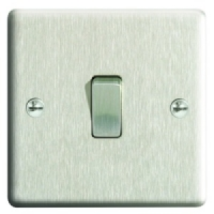 10AX Light Switch 1 Gang 2 Way Brushed Steel Raised Plate £5.49
