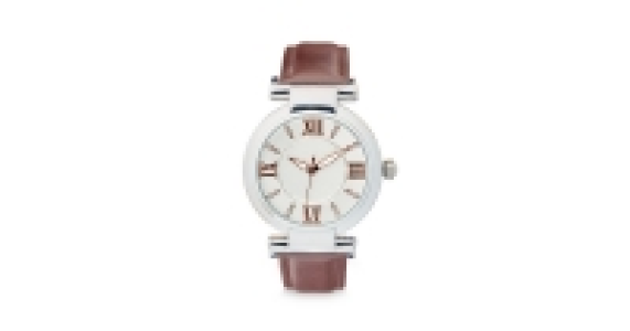 Round Silver and Brown Wristwatch