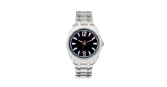 Round Silver Wristwatch & Black Dial