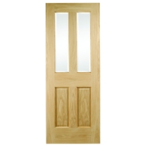 Wickes Cobham Internal Oak Veneer Door Glazed 4 Panel 1981x6 £109.00