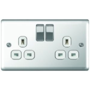 13A Switched Socket 2 Gang Polished Chrome Raised Plate £9.99