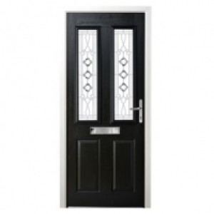 Wickes Malton Composite Door Black 2 Panel 2100 x 880mm Left