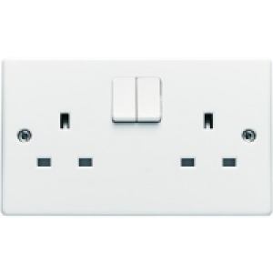 13A Slimline Switched Socket 2 Gang White PK6